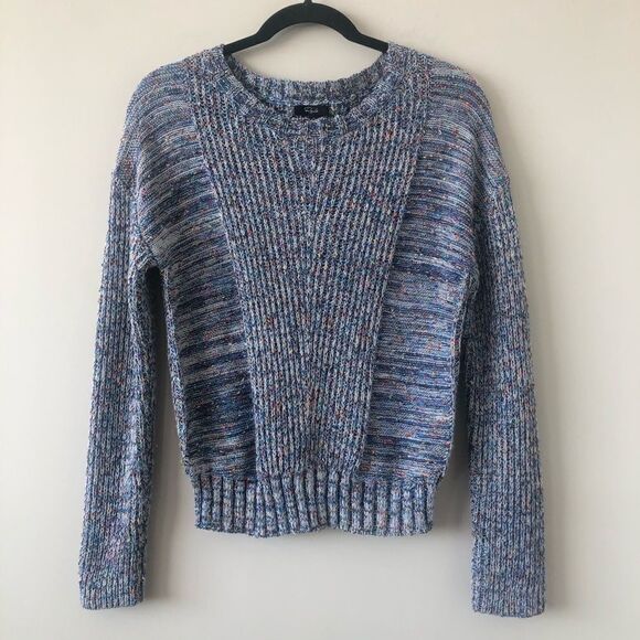 Rails - Elsa Speckled Blue Long Sleeve Knitted Cotton Blend Sweater - Picture 3 of 11